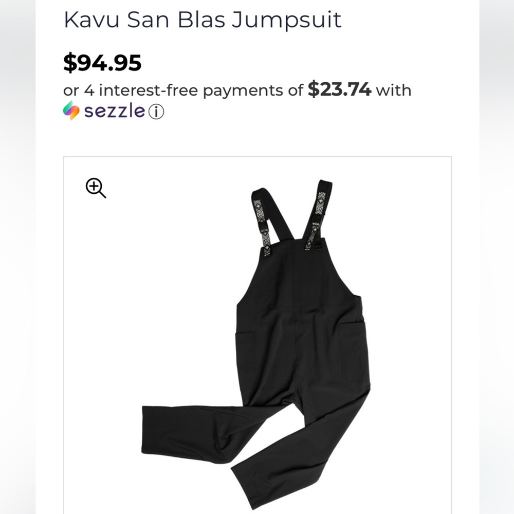 Kavu San blas jumpsuit overalls black women’s M
